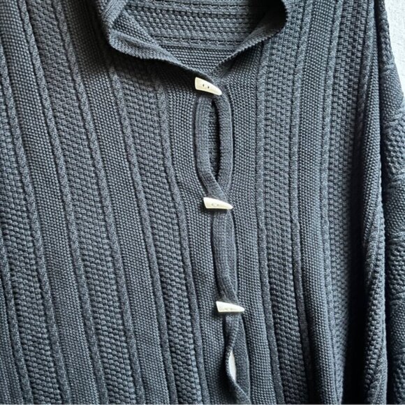 NWT Blue Sky organic bamboo cotton cable knit shawl sweater cape - Picture 4 of 8